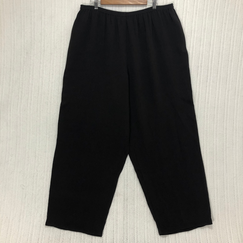 Eileen Fisher Woman Black Brown Elastic Waist Wide Leg Pull On Pants 3X